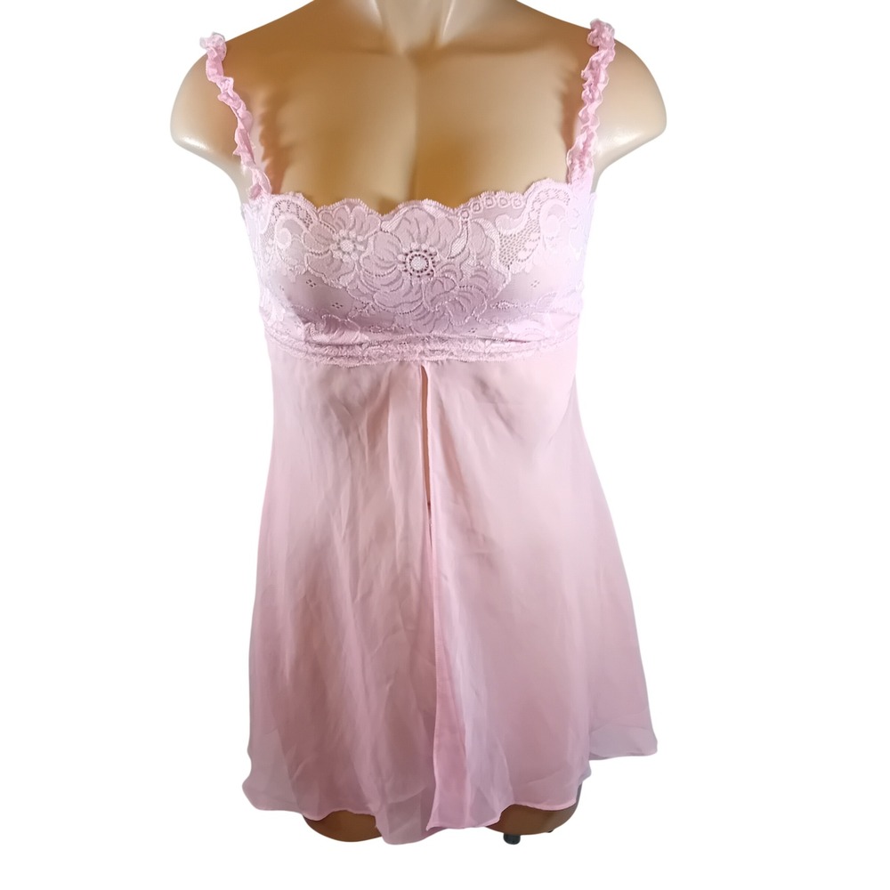 VTG Y2K 90s La Senza Babydoll Lace Pastel Coquette Fairycore Chiffon Lingerie M